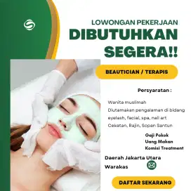 Dicari Beautician, Terapis Salon Muslimah