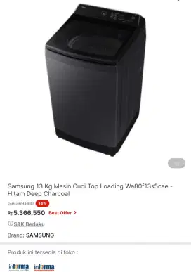 Samsung mesin cuci top load