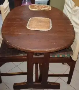 MEJA MAKAN 4 KURSI KAYU JATI