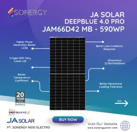 JA Solar Panel N-type Bifacial Double Glass 590W Deep Blue 4.0 Pro
