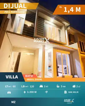 Dijual Villa Furnish Dekat Jatim Park di Abdul Gani Batu Malang