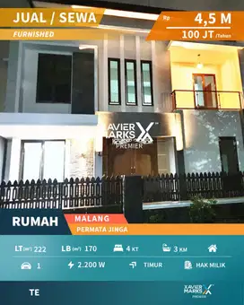 Rumah Rasa Baru Siap Huni Furnish di Permata Jingga Lowokwaru Malang