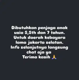 Dicari pengasuh anak