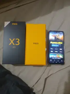 Poco x3 nfc 8/128, kelengkapan dus, charger, softcase