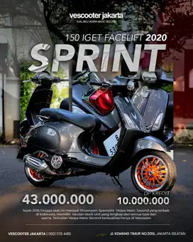 PIAGGIO VESPA SPRINT 150 IGET FACELIFT 2020 MURAH BISA KREDIT