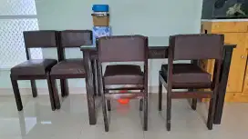 Set meja makan + kursi kayu jati lawas berat