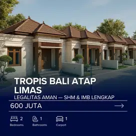 Legalitas Aman! Rumah 2KT Desain Villa Bali Tropis SHM & IMB Lengkap