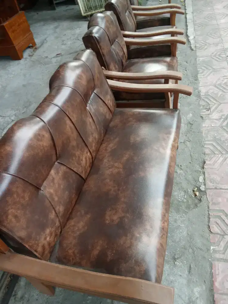 Kursi tamu kayu jati model ligna murah cocok untuk ruangan kecil