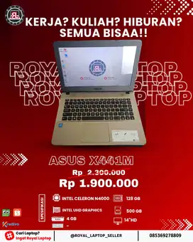 ASUS X441M INTEL CELERON N4000  RAM 4 GB  SSD 128GB  HDD 500 GB