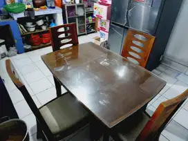 meja kaju jati + kursi 4