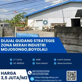 Dijual Cepat Gudang Industri Lokasi Mojosongo,Boyolali Luas 16000m
