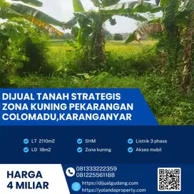 Dijual Cepat Tanah Zona Kuning Colomadu, Karanganyar luas 2110m