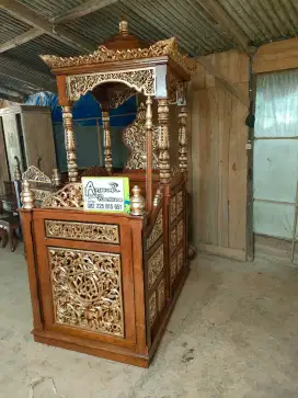 Mimbar masjid kuba terbaru full kayu jati