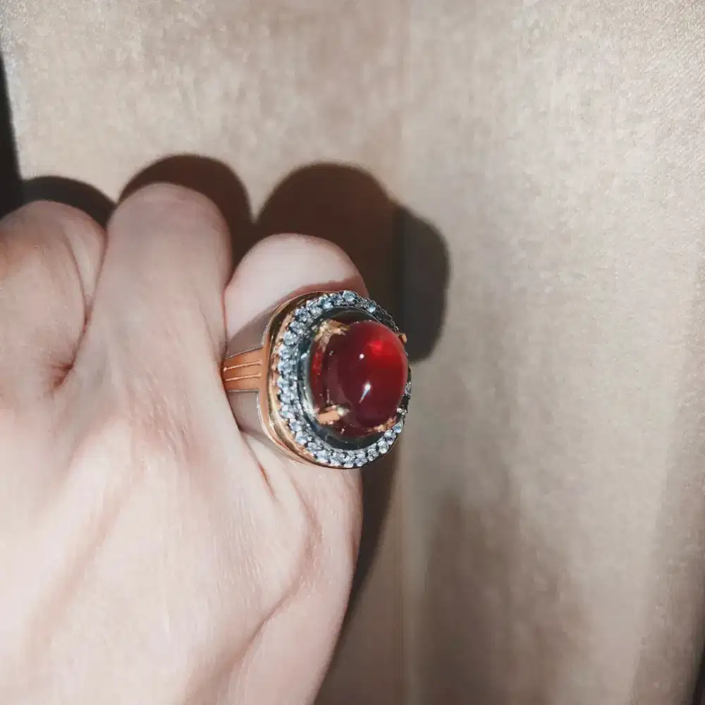 Cincin Batu Natural Ruby mewah sertifikat