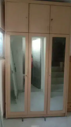 Lemari Pakaian 3Pintu Kaca tempahan+Kabinet Atas