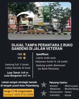DIJUAL 2 RUKO GANDENG DI JALAN VETERAN