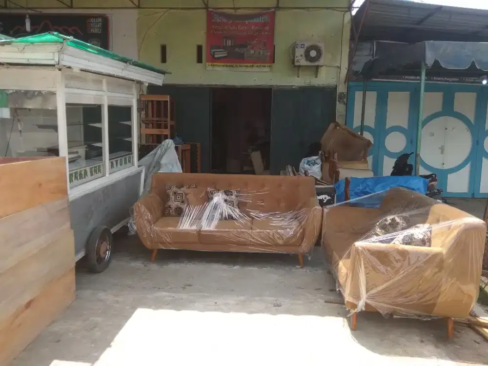 Erafurniture*sofa VINTAGE 321 set coklat kain baldu