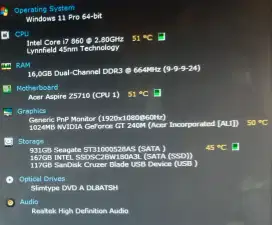 All In One Acer Aspire Z5710 i7 siap pakai normal semua