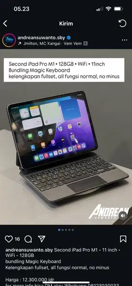 Ipad pro M1 128gb wifi only bundling magic keyboard