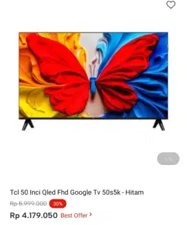 Tcl 50 Inci Qled Fhd Google Tv 50s5k-Hitam