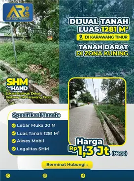 Dijual Tanah Darat Zona Kuning SHM Lokasi Pinggir Jalan Karawang Timur