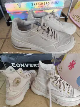 Sepatu converse dan skechers like new