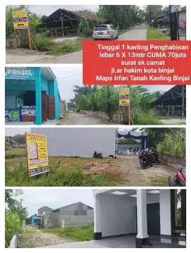 Dijual Murah Tanah Darat Strategis Kota Binjai lebar 6 X13m CUMA 70jt