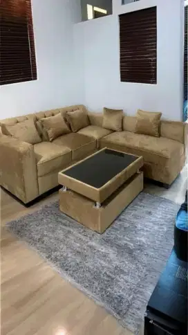 Sofa l minimalis kancing