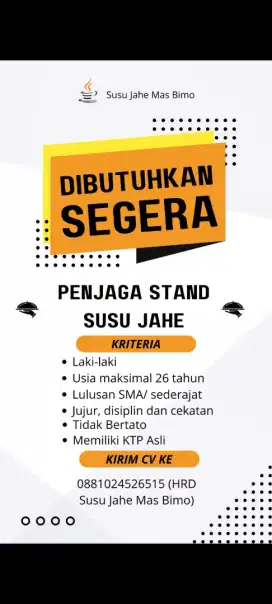 Penjaga Stand Susu Jahe 
 Dan Teknisi sepeda motor