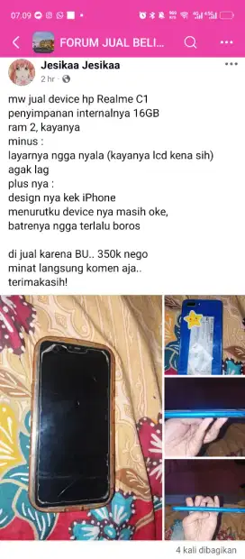 Hp Realme C1 (dijual.karena BU)