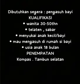 MENCARI PENGASUH ANAK