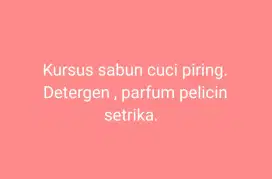 Kursus buat sabun cuci piring , detergen. Parfum pelicin setrika
