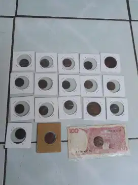Koin belanda 1700,1734 DLL & uang kertas 100 1984 indo original