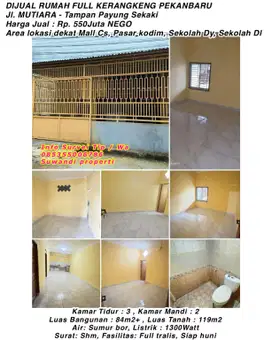 Dijual rumah full kerangkeng jln.mutiara-tampan payung sekaki