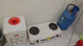 Satu set kompor, dispenser dan gas 12kg