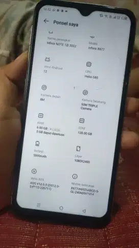 Jul HP infinix not 12i ram 6+5/128