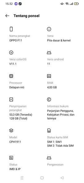 Oppo F11 Ram 4 / 128