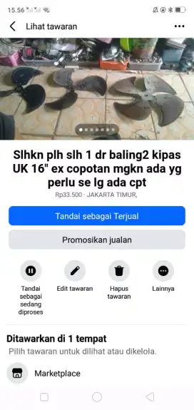 Slhkn lh slh 1 dr baling kipas besi UK 16 ex copotan mgkn ada yg bth