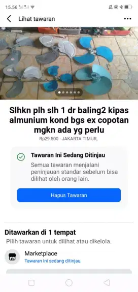 Slhkn plh slh 1 dr baling kipas angin bhn almunium ex copotan mgkn bth