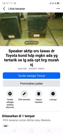 Speaker aktip asli Toyota kond hdp mdl lawas mgkn ada yg tertarik nih