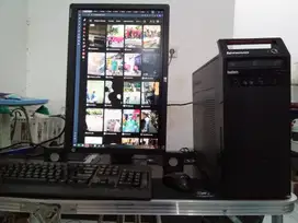 Komputer Fullset built up Lenovo + Monitor 22 inci bisa mode portrait