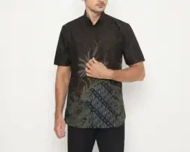 Kemeja Batik Pria Premium Pendek Size L Slim Fit Motif Keren