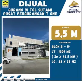 Gudang Dijual di T One Tol Sutami Makassar - Akses Tol, LT 1209 m²