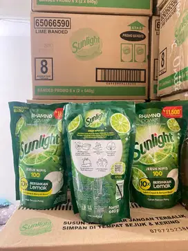 1 Dus Sunlight [Sabun Cuci Piring] 640g isi 12Pcs