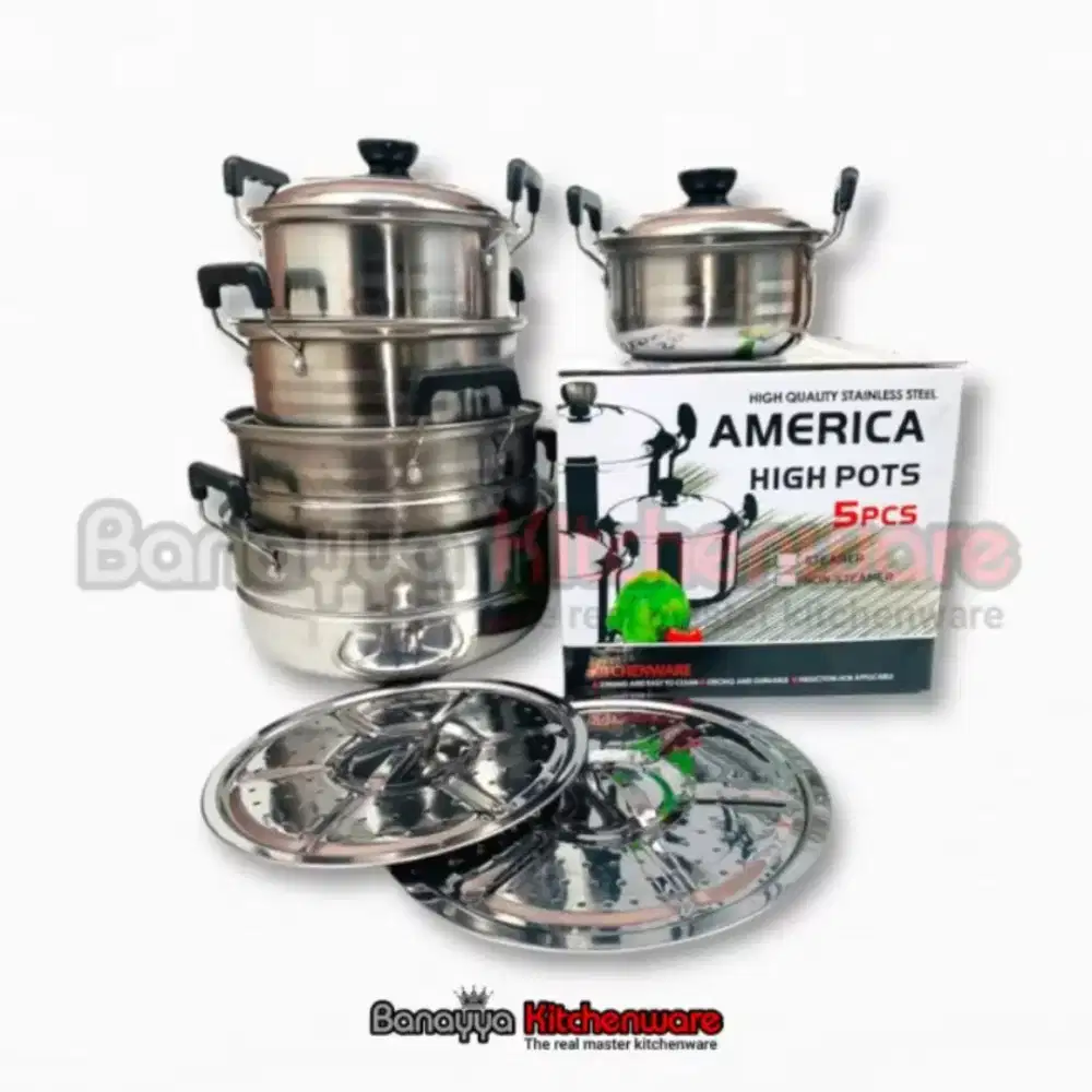 Panci set kingkong stainless 555 isi 5set + steamer