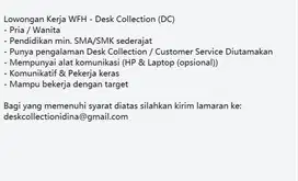 LOWONGAN KERJA WFH - DESK COLLECTION (DC)