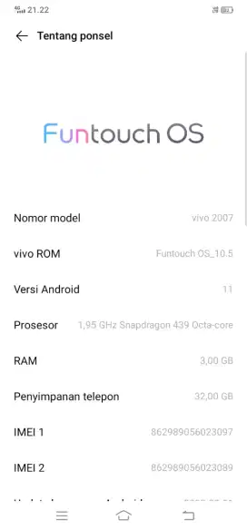 Jua hp vivo ram 3
