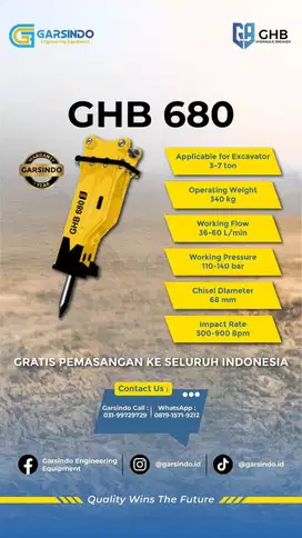 HYDRAULIC BREAKER GHB 680 di Surabaya - Free Service After Sales!