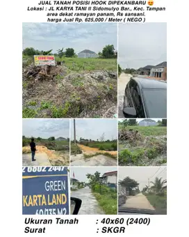 Jual tanah posisi hook jln.karya tani ll sidomulyo Bar., kec.tampan