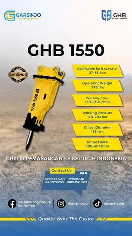 HYDRAULIC BREAKER GHB 1550 di Surabaya | Free Service After Sales!